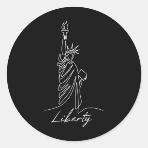 Statue Of Liberty Hand-drawn One Line New Art Draw Classic Round Sticker