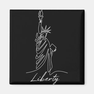Statue Of Liberty Hand-drawn One Line New Art Draw Magnet