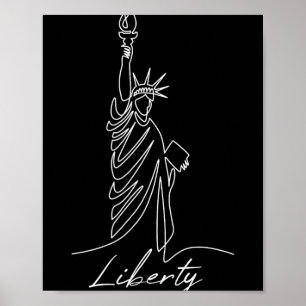 Statue Of Liberty Hand-drawn One Line New Art Draw Poster