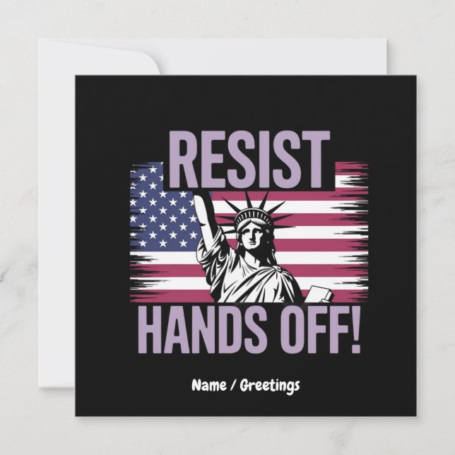 Statue of Liberty Hands Off Protest Resistance  Invitation (Front)