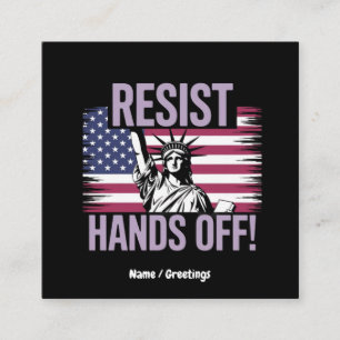 Statue of Liberty Hands Off Protest Resistance Square Business Card