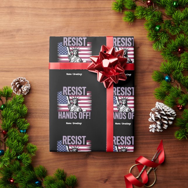 Statue of Liberty Hands Off Protest Resistance  Wrapping Paper (Holiday Gift)