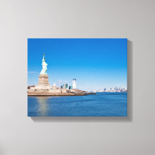 Statue of Liberty, Hudson River and Manhattan Canvas Print