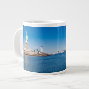 Statue of Liberty, Hudson River and Manhattan Large Coffee Mug