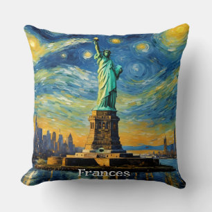 Statue of Liberty Impressionism Cushion