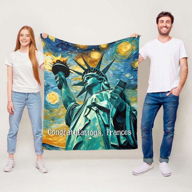 Statue of Liberty Impressionism Fleece Blanket (In Situ)