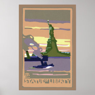 Statue of Liberty in New York City, Vintage Travel Poster