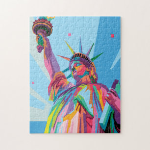Statue of Liberty in New York Colourful Pop Art Jigsaw Puzzle