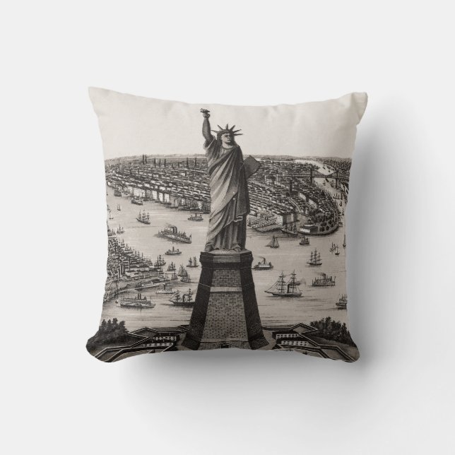 Statue Of Liberty In New York Harbour Cushion (Front)