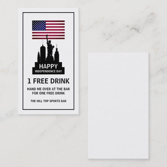 Statue of Liberty, Independence Day Drinks Ticket (Front/Back)