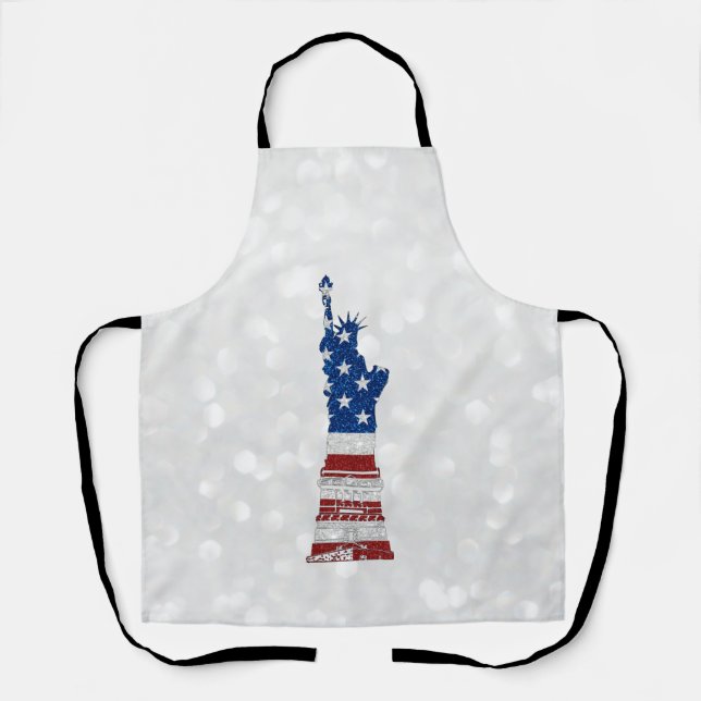 Statue Of Liberty July 4th Glitter Apron (Front)