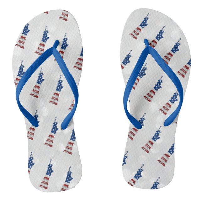 Statue Of Liberty July 4th Glitter Jandals (Footbed)