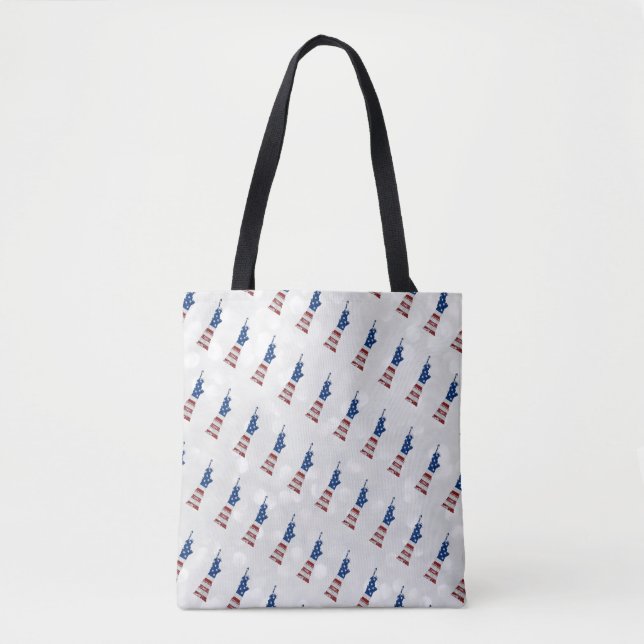 Statue Of Liberty July 4th Glitter Tote Bag (Front)
