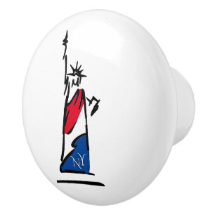 Statue of Liberty / Lady Liberty Stripes Ceramic Knob
