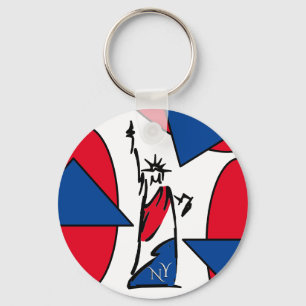 Statue of Liberty / Lady Liberty Stripes Modern Key Ring