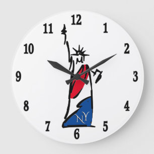 Statue of Liberty / Lady Liberty Stripes Numbers Large Clock