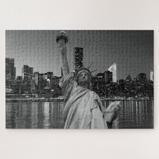 Statue of Liberty Manhattan Skyscrapers Jigsaw Puzzle (Horizontal)