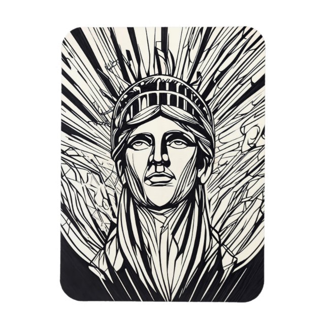 Statue of Liberty Modern Line Art Print Magnet (Vertical)