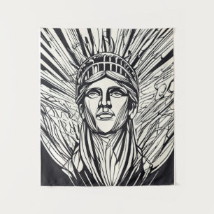 Statue of Liberty Modern Line Art  Tapestry
