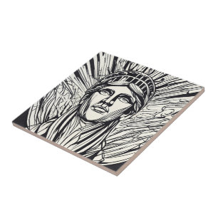 Statue of Liberty Modern Line Art  Tile