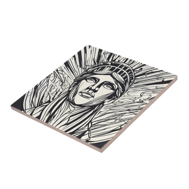 Statue of Liberty Modern Line Art  Tile (Side)