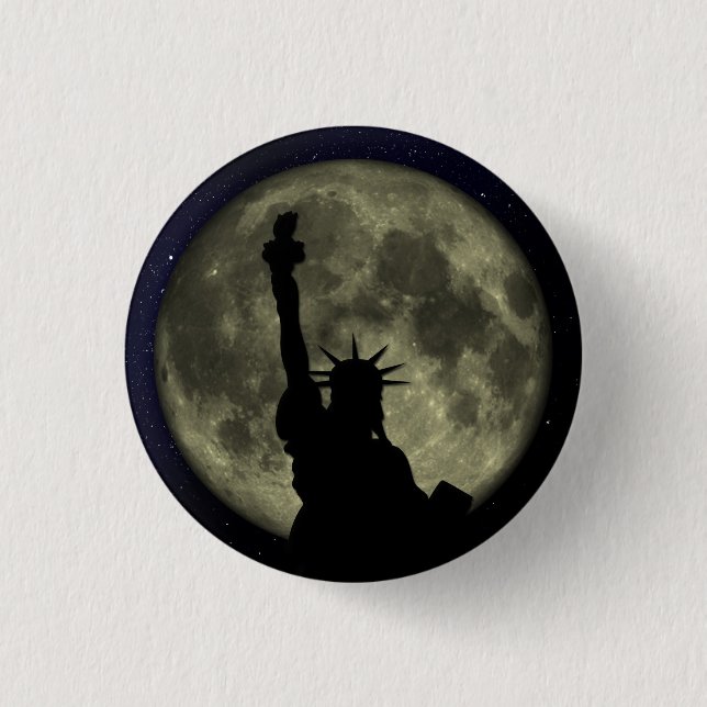 Statue of liberty - moon 3 cm round badge (Front)