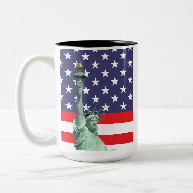 Statue of Liberty Mug | USA Flag Coffee Cup  (Left)