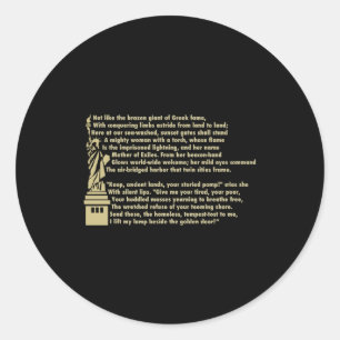 Statue Of Liberty New Colossus Patriotic Em Classic Round Sticker