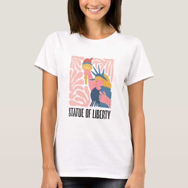 Statue of Liberty New York abstract travel floral T-Shirt (Front)