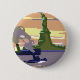 Statue of Liberty, New York City, Vintage Travel 6 Cm Round Badge