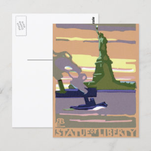 Statue of Liberty, New York City, Vintage Travel Postcard