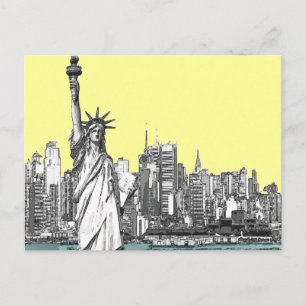 Statue of Liberty New York Sketch Style Postcard