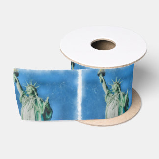 Statue of liberty, New York watercolors painting Satin Ribbon