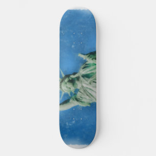 Statue of liberty, New York watercolors painting Skateboard