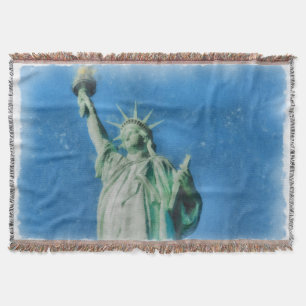 Statue of liberty, New York watercolors painting Throw Blanket