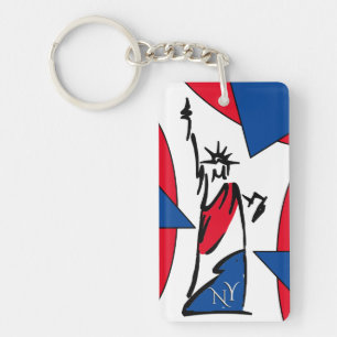 Statue of Liberty NY Red White and Blue Key Ring