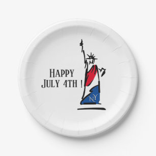 Statue of Liberty NY Red White and Blue Paper Plate