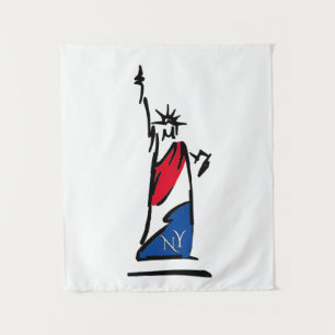 Statue of Liberty NY Red White and Blue Tapestry