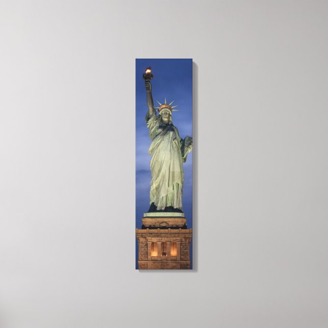 Statue Of Liberty On A Blue Night Vertical Canvas Print (Front)