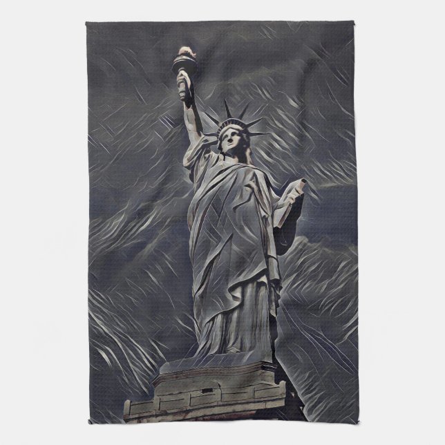 Statue of Liberty painting Tea Towel (Vertical)
