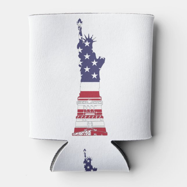 Statue of Liberty Patriotic Flag Can Cooler (Front)