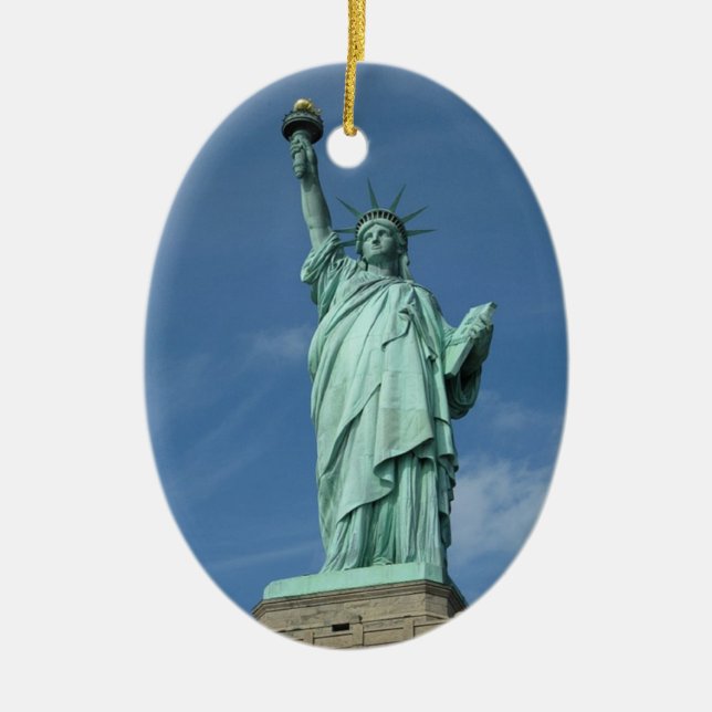 Statue of liberty photo ceramic tree decoration (Front)