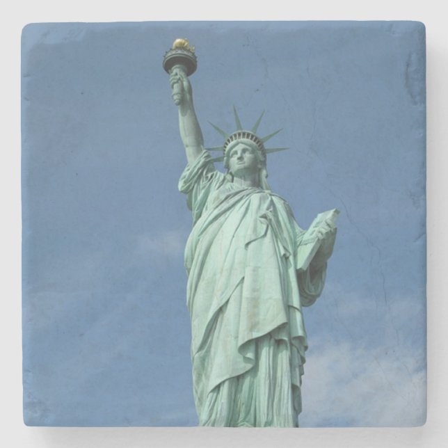 Statue of liberty photo stone coaster (Front)