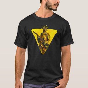 Statue of Liberty Playing Electric Guitar Bass Roc T-Shirt