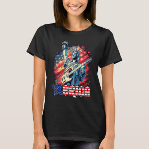 Statue of Liberty Playing Guitar 4th of July Meric T-Shirt