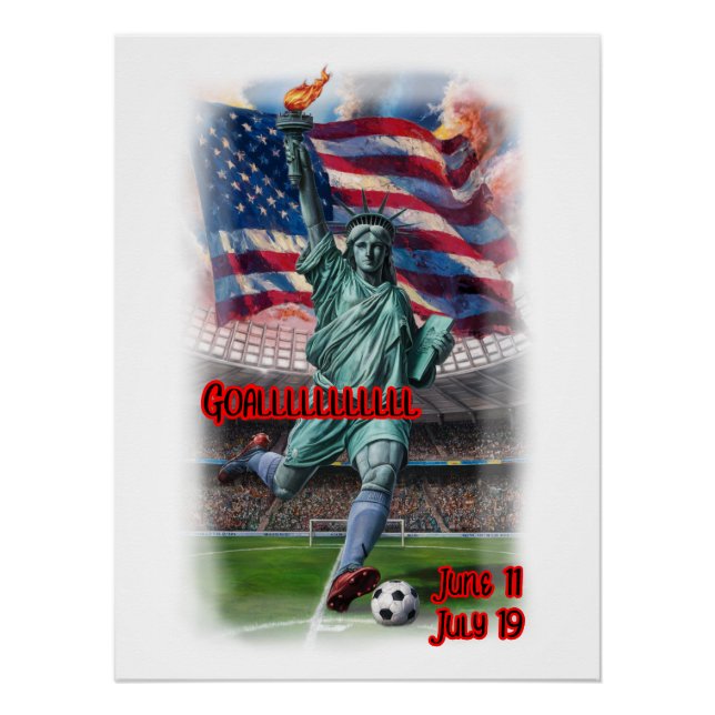 Statue of Liberty playing Soccer on a  Poster (Front)