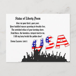 Statue of Liberty Poem, A Nation of Immigrants Postcard