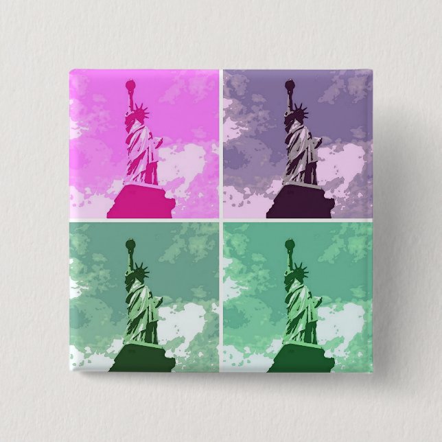 Statue of Liberty Pop Art USA Symbol 15 Cm Square Badge (Front)