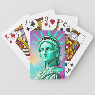 Statue of liberty, Psychedelic gradient, Art Playing Cards
