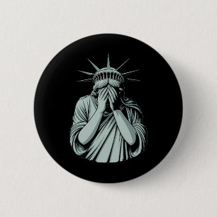 Statue Of Liberty Sad America  6 Cm Round Badge